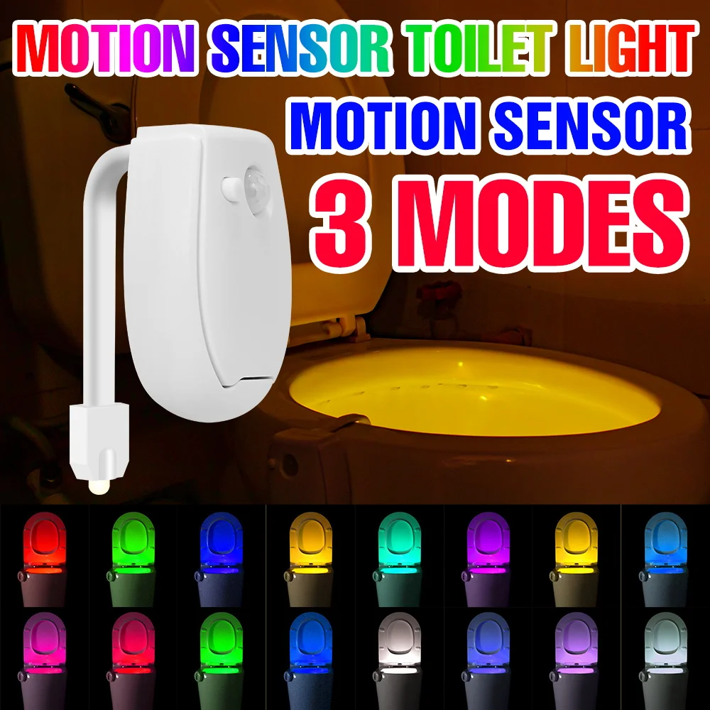 LED Toilet Lamp Smart PIR Motion Sensor Nightlight Waterproof Toilet Bowl Seat Backlight WC 7 Colors 3 Modes Atmosphere Lighting