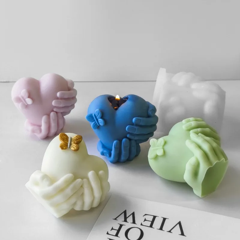Hand Hold Love Silicone Candle Mold Valentine\'s Day Love Candle Soap Gypsum Crafts Resin Cement Mold Handmade Candle Making Tool