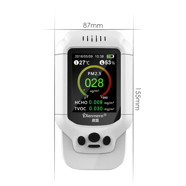 

2018 English menu PM2.5 Air quality monitor with 5 laser dust Electrochemistry high-end sensors Gas Laser Tester Multi-function