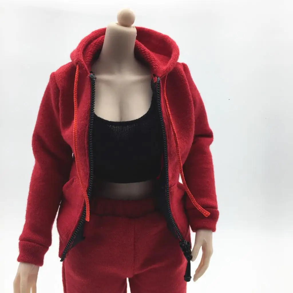 1/6 スケール 女性用 ジップアップ パーカー スウェットシャツ 12インチ アクションフィギュア用 グレー