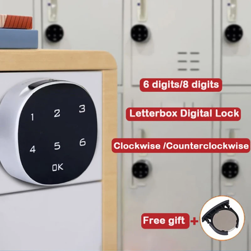 6 Digits Password Code Combination Padlock Zinc Alloy Touch Screen Smart Lock Anti-thieft For Wooden Cabinet Drawer Office File