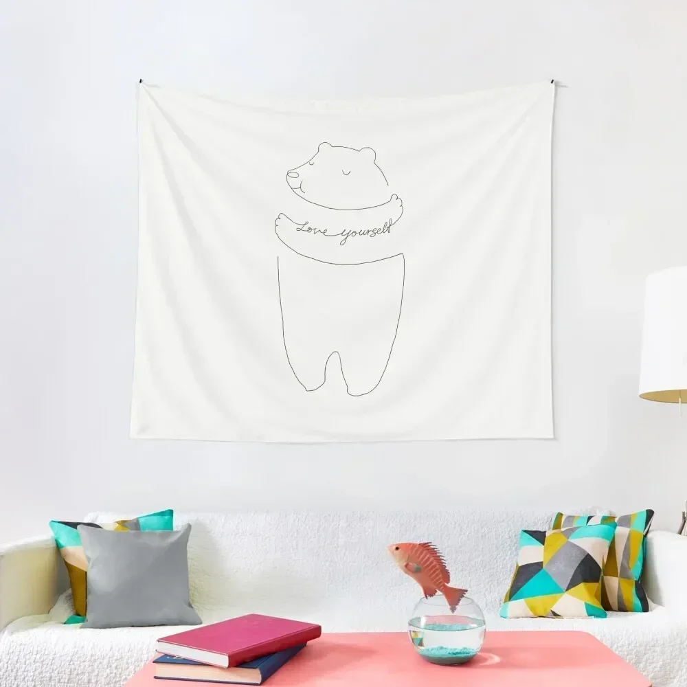 

Love Yourself Bear Tapestry Decoration For Rooms Korean Room Decor Tapestry