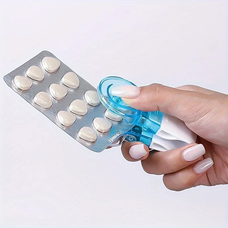 2 portable medication dispensers, pills, blister bag opening aid, portable pill organizer with storage box and pill separator