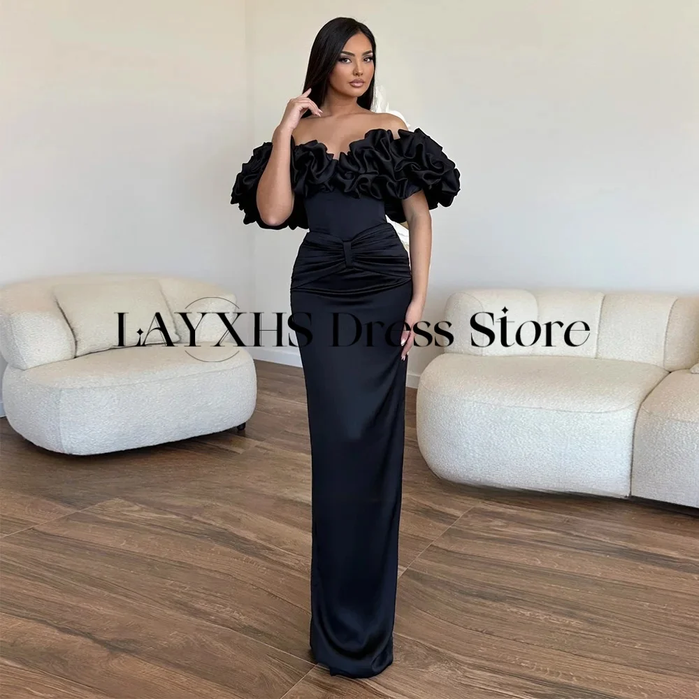 LAYXHS Foraml Uit de schouder Avondjurken Zeemeermin Ruffle Lace Up Party Prom Jassen Aangepaste robes de soirée