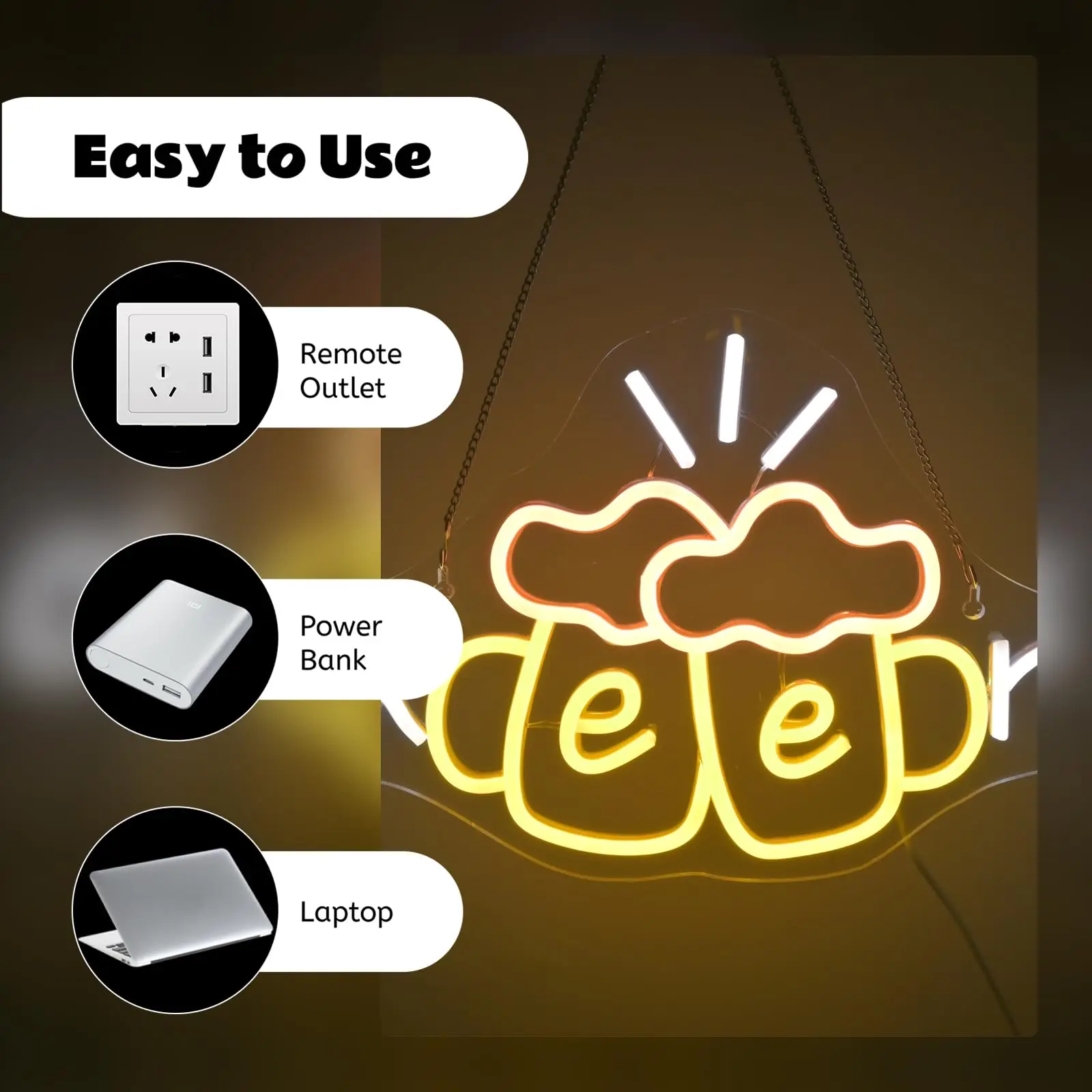 يهتف كوب البيرة النيون تسجيل عكس الضوء النيون تضيء الأوقات الجيدة مع توهج بار بيسترو متجر رجل الكهف حفلة المطبخ