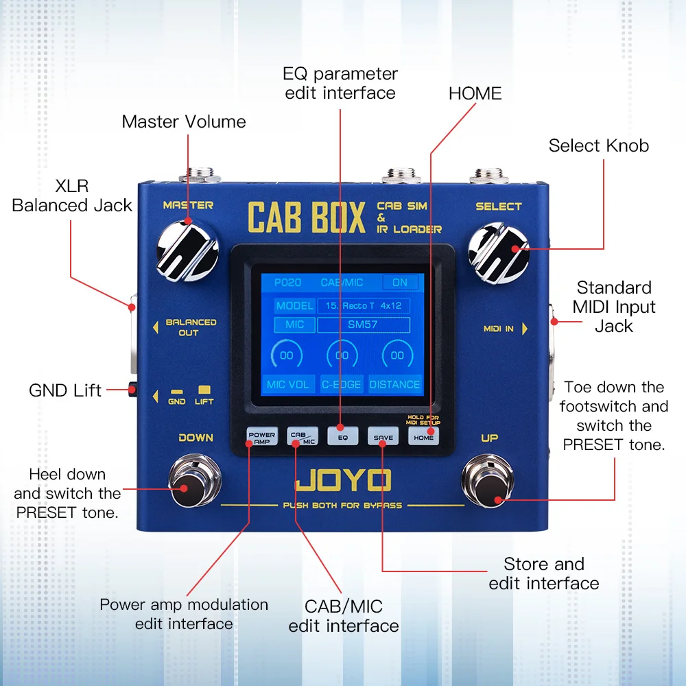 JOYO R-08 CAB BOX Guitar Effect Pedal Amp Simulation Pedal Support Third Party IRs Loading Cabinet Modeling