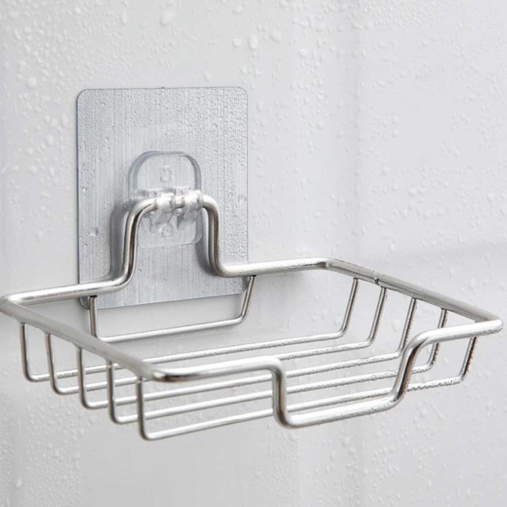 Soap Rack Wall Mounted Soap Holder Stainless Steel Soap Sponge Dish Bathroom Accessories Soap Dishes Self Adhesive