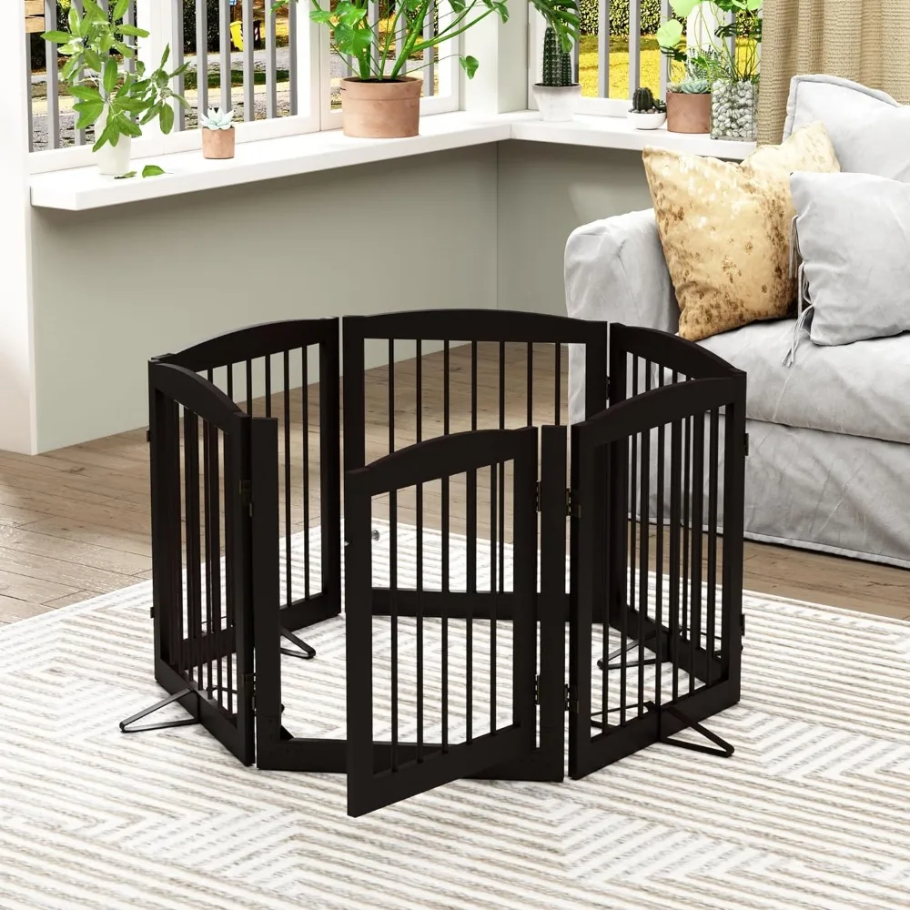 

Freestanding Pet Gates with Walk Through Door Dog Indoor Fence Dog Gate for The House Doorway Stairs Extra Wide Dog Gate