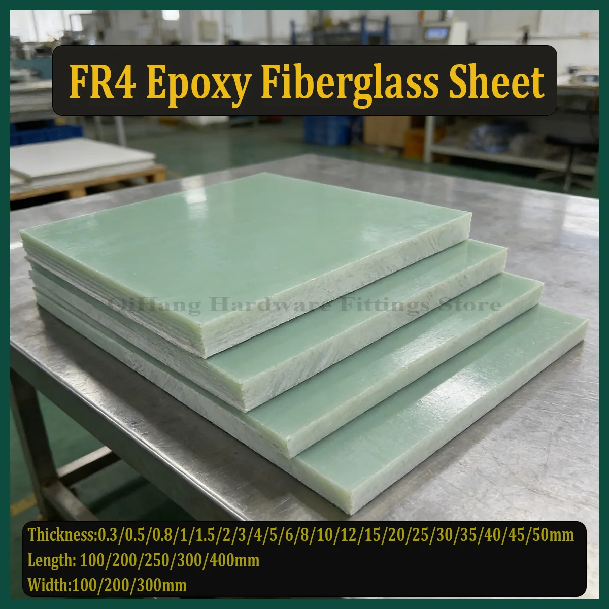 FR4 Epoxy Fiberglass Sheet, Water-green Insulation Board, FR-4 Glass Fiber Material, Thickness 0.3-50mm