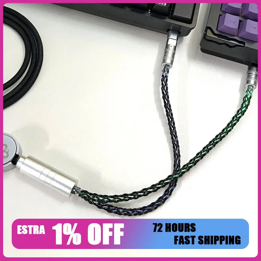 

Подсветка с магнитным управлением 8k поддерживает двойной кабель для клавиатуры с магнитной осью 1 в 2, тип C, кабель для механической клавиатуры от USB до типа C