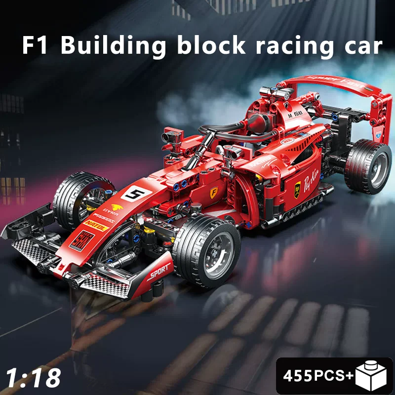 455PCS 1:18 Technical Classic Formula F1 Racing Technical Performance Building Blocks Super Model Kit DIY Toys For Children Gift