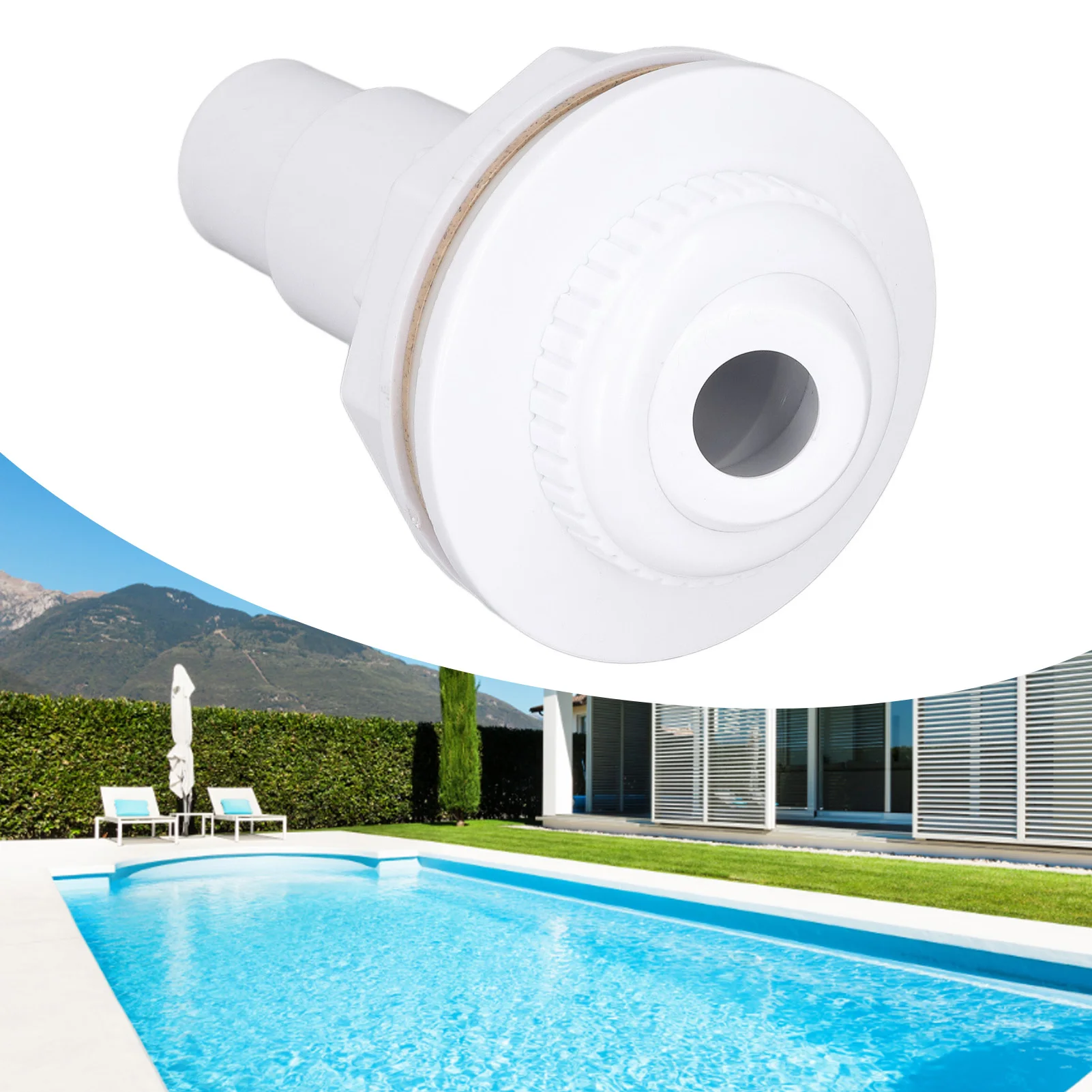 Complete Return Outlet Jet Fitting for Above Ground Swimming Pool with Gasket 1in Pipe Adapter Pool Spa Replacement Part