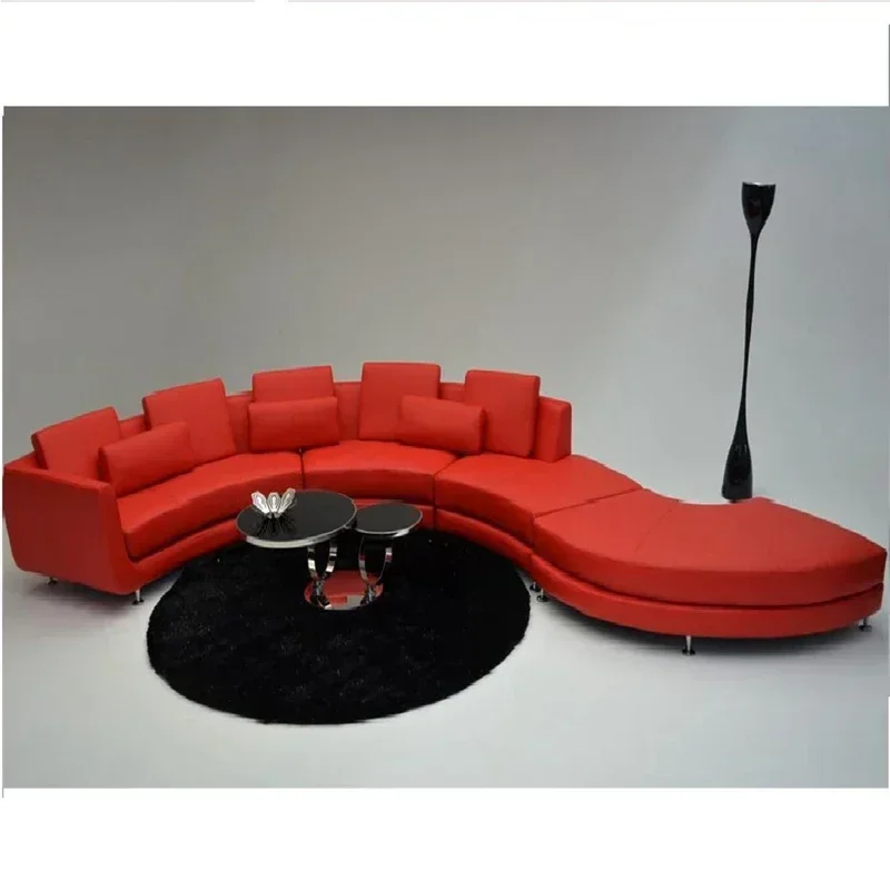 A white and red high quality deep seat sofa sets for living room home furniture luxury leather sectional sofas