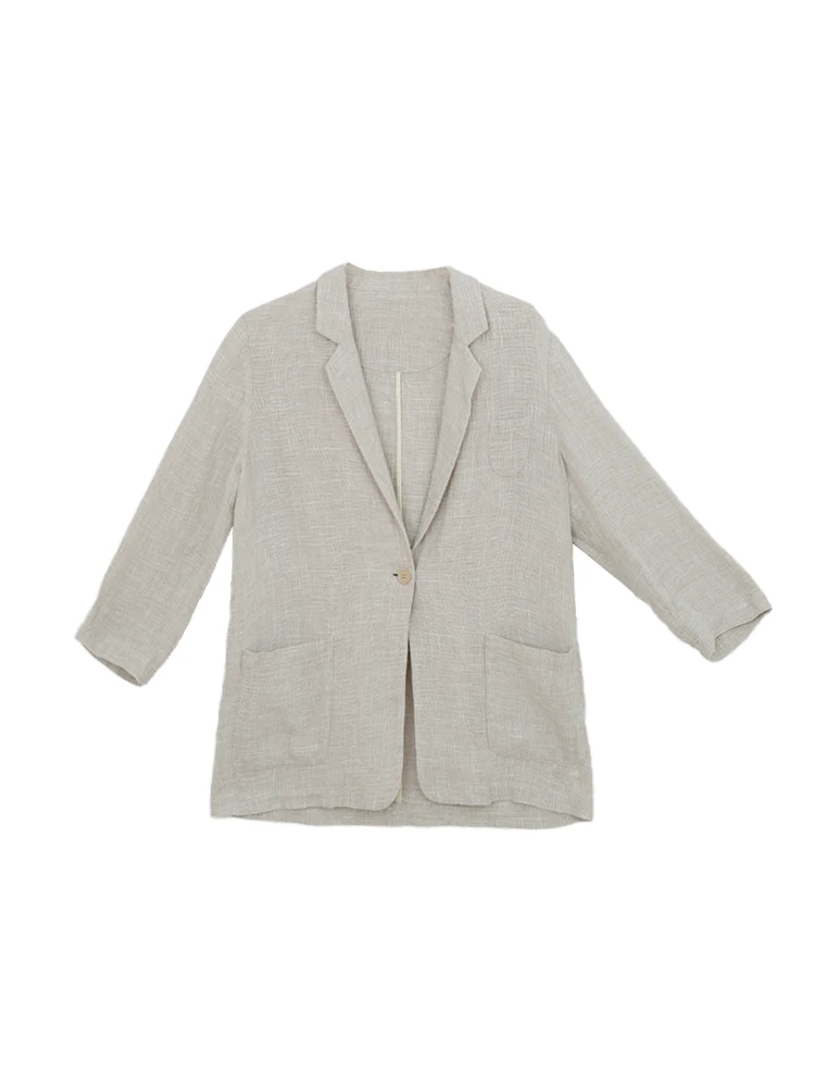 

Artistic Linen Suit Jaet Loose ort Outerwear Gentle Wind H355 Early Spring Original Linen Color Sparsely Buttoned