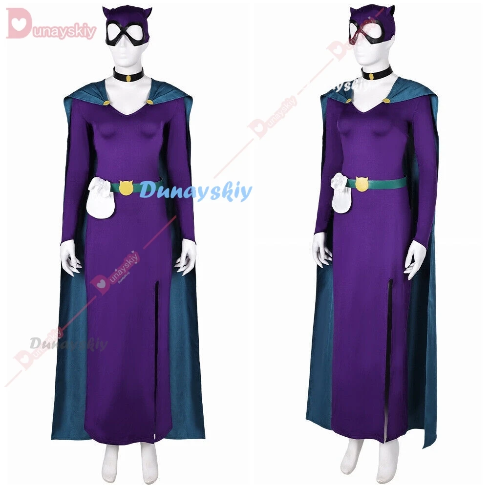 Donne Selinaaaa Cosplay Costume sexy Maschera Cintura Mantello Film Kyleee Abito Abbigliamento Abiti Vestito da festa di carnevale di Halloween