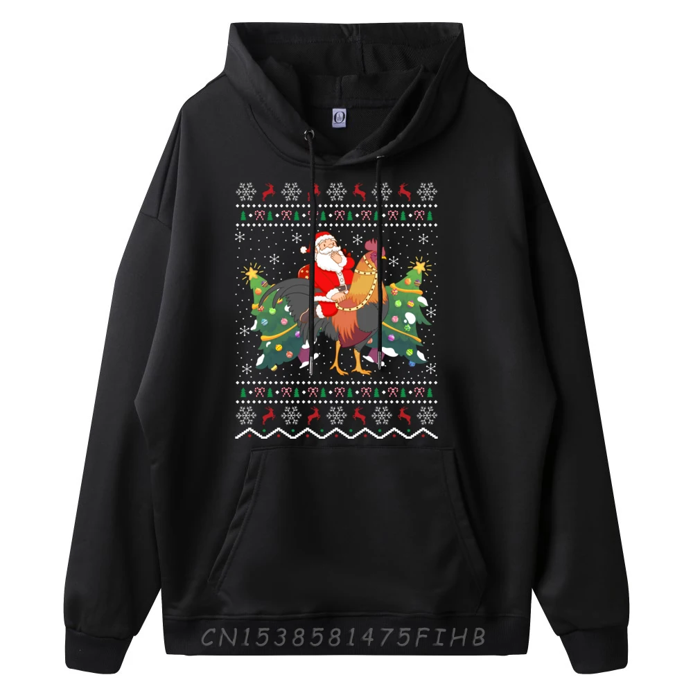 Rooster Lover Ugly Santa Riding Rooster Christmas Mens Designer Hoodie New Graphic Pullover Hoodies Pullover Hoodies Eu Size