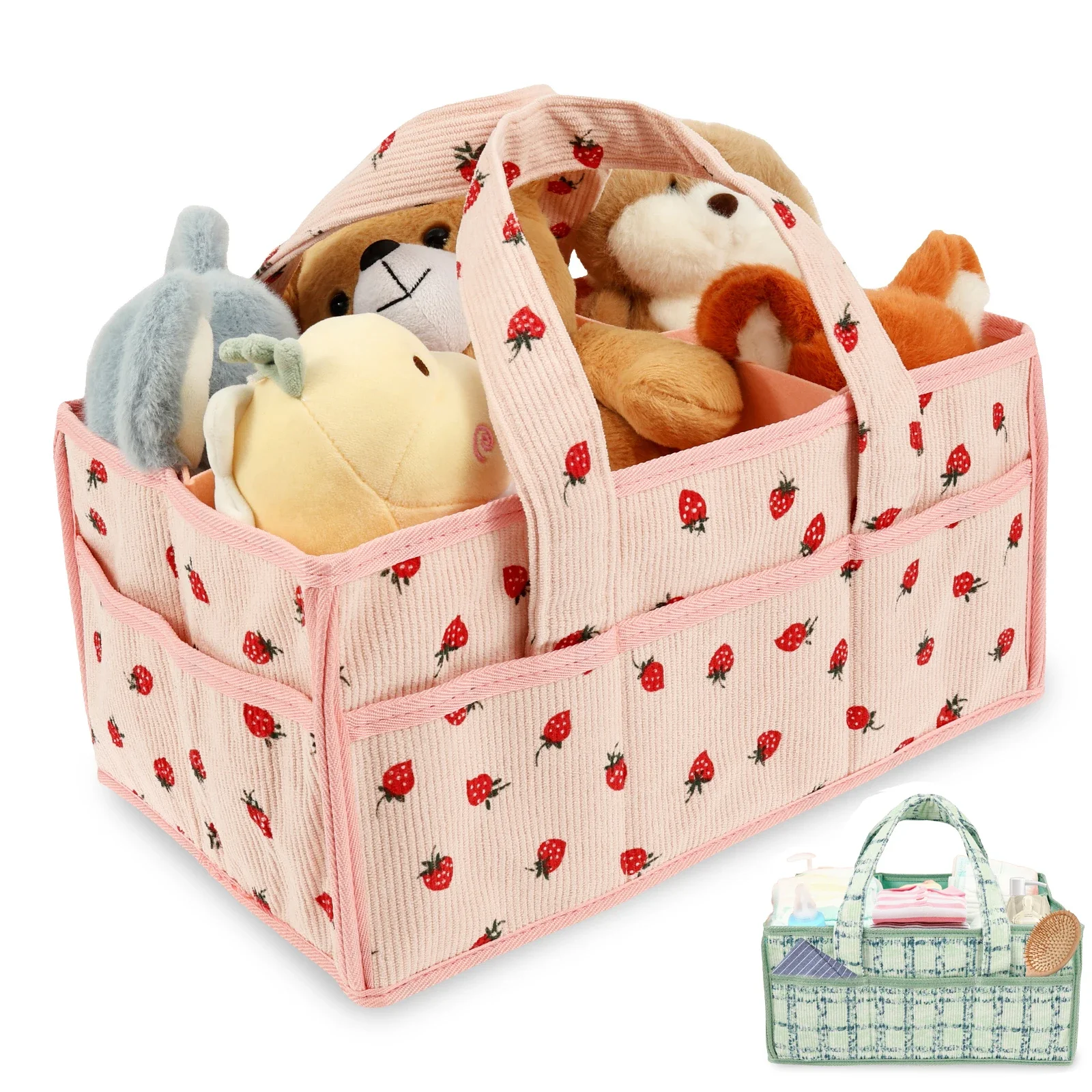 Baby-Windel-Caddy-Tasche, tragbarer Windel-Caddy-Aufbewahrungskorb mit Griff, mehrere Fächer, Aufbewahrungskorb für Kinderzimmer für Neugeborene