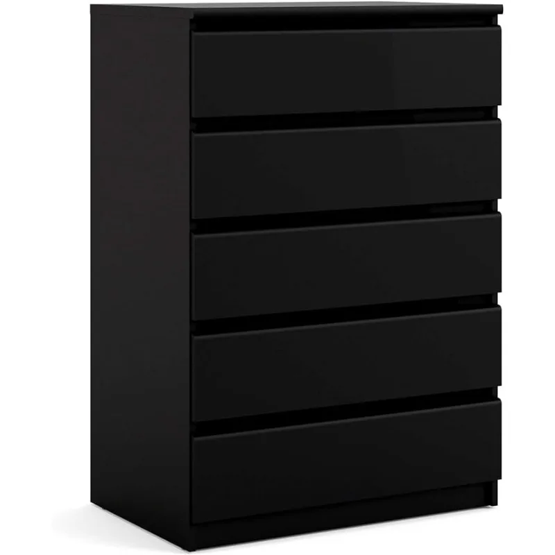 

Tvilum, Handle-free, Contemporary, Bedroom Furniture, College Living 5 Drawer Chest, Black