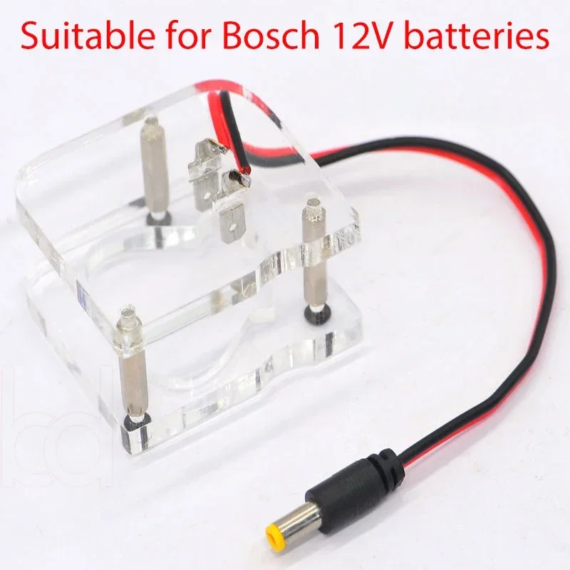 Acrylic DIY Battery Holder Converter Adapter Suitable for Bosch 10.8V/12V Lithium Battery to DC Output for BAT411 BAT412