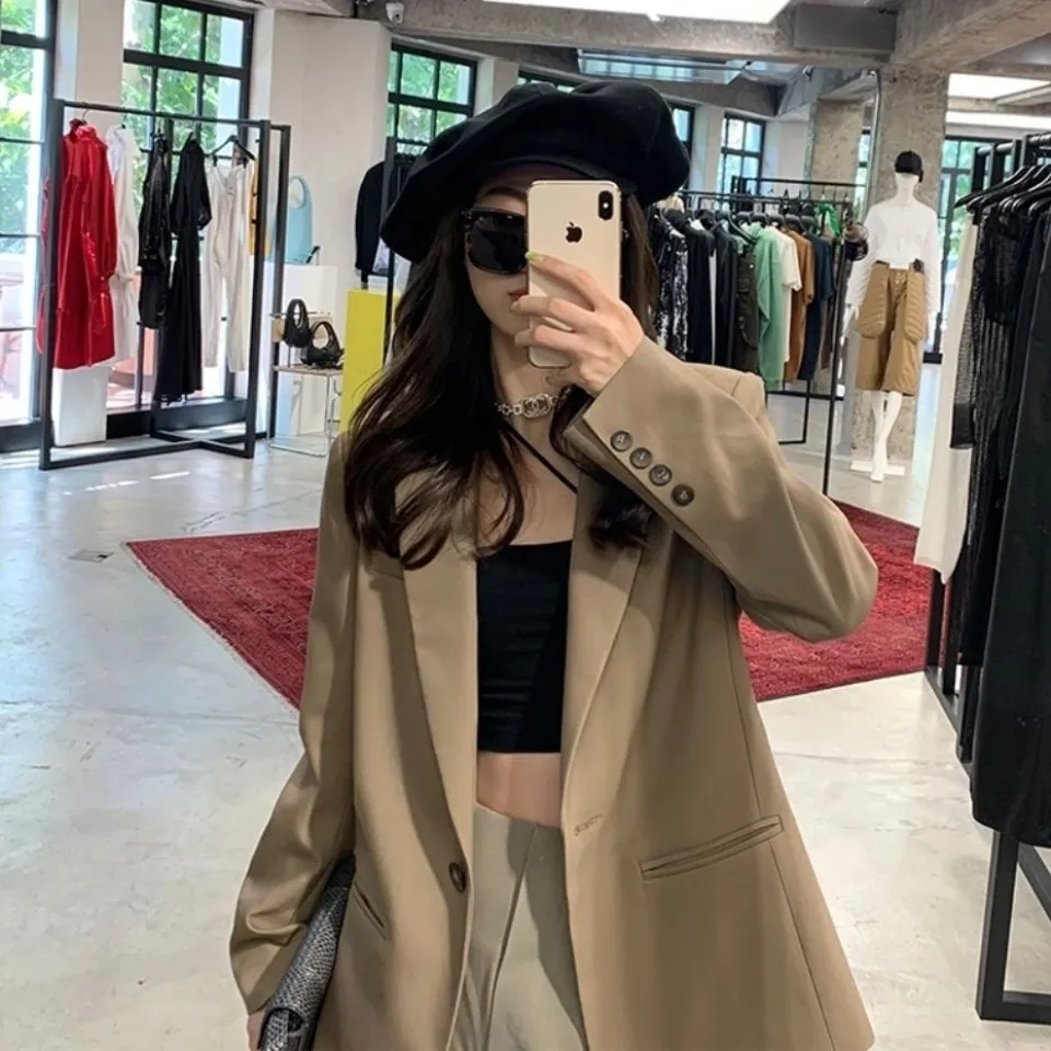 

British Style Suit Jacket Women 2022 Autumn New Design Sense Niche Hong Kong Flavor Small Suit Loose Versatile Top High Quality