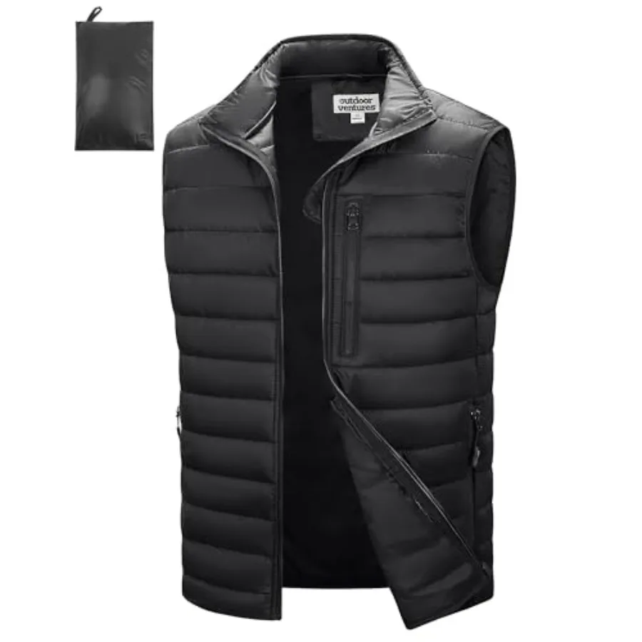 

Outdoor Ventures Men's Lightweight Puffer Vest Outerwear Warm Quilted Sleeveless Packable Winter Jacket for Hiking Running