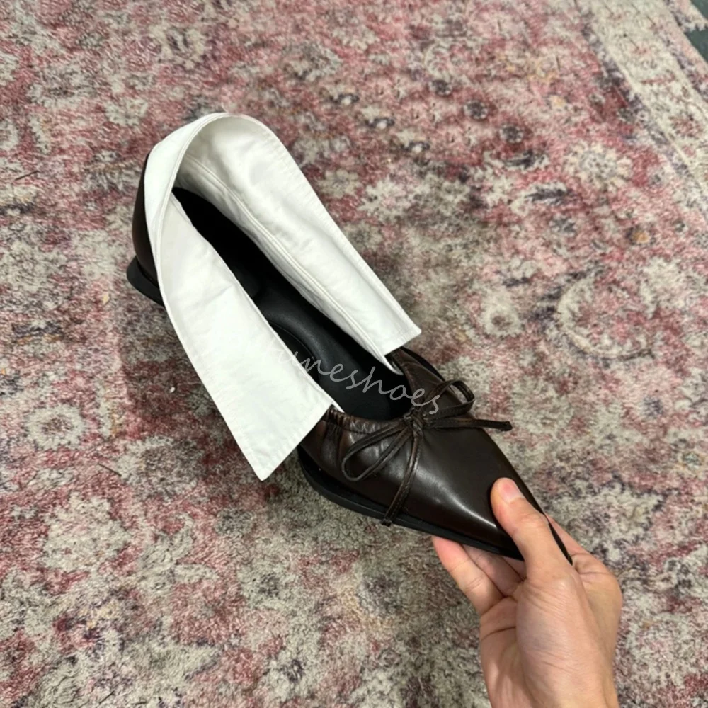 

Pointed Shallow Butterfly Knot Ballet Shoes Women Retro Kitten Heel Ankle Collar Design Pumps 2025 New Fashion Mary Jane Shoes