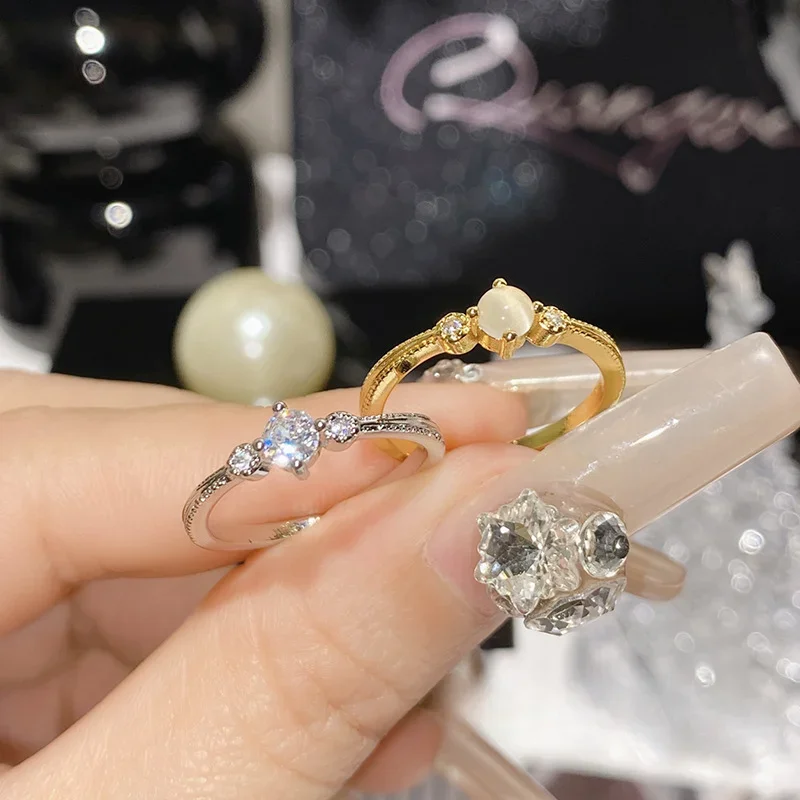 

MDLFES Moissanite style Little Red Book Star River Onyx Glazed Ring Gold Plated Set Simple Fashion Loose Ring