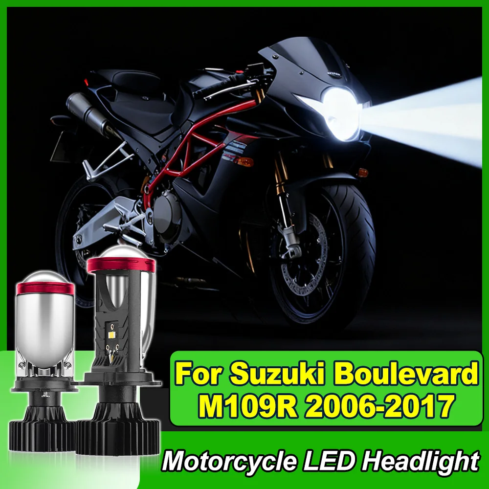 1PCS Lente de Proyector H4 para Moto, Bombilla LED para Faro Delantero de Motocicleta con Ventilador, 100W 6000K Blanco para Suzuki Boulevard M109R 2006-2017