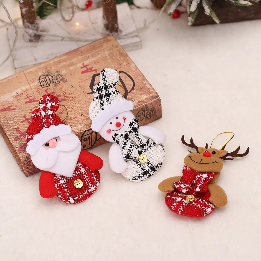 Happy New Year Christmas Ornaments DIY Christmas Gifts Santa Snowman Tree Pendant Doll Ornaments