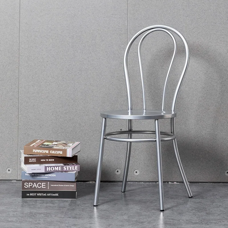 

American Retro Dining Chairs Metal Iron Restaurant Seat Arc Backrest Leisure Stool Stable and Durable Modern Furniture