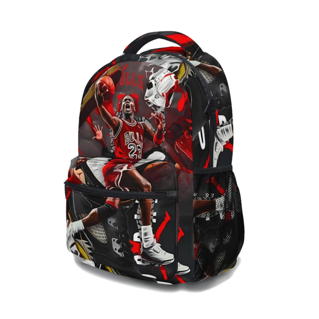 Jordan Basketball Art Printed Lightweight Casual Children\'s Youth Backpack Schoolbag  17inch