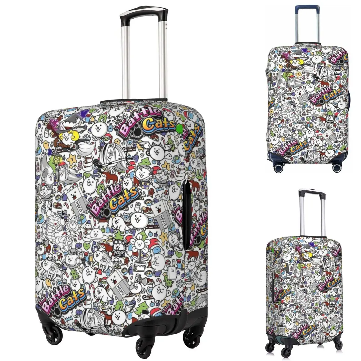 

Battle Cats Suitcase Cover Protection Elastic Travel Luggage Protector Covers for 18-32 Inch
