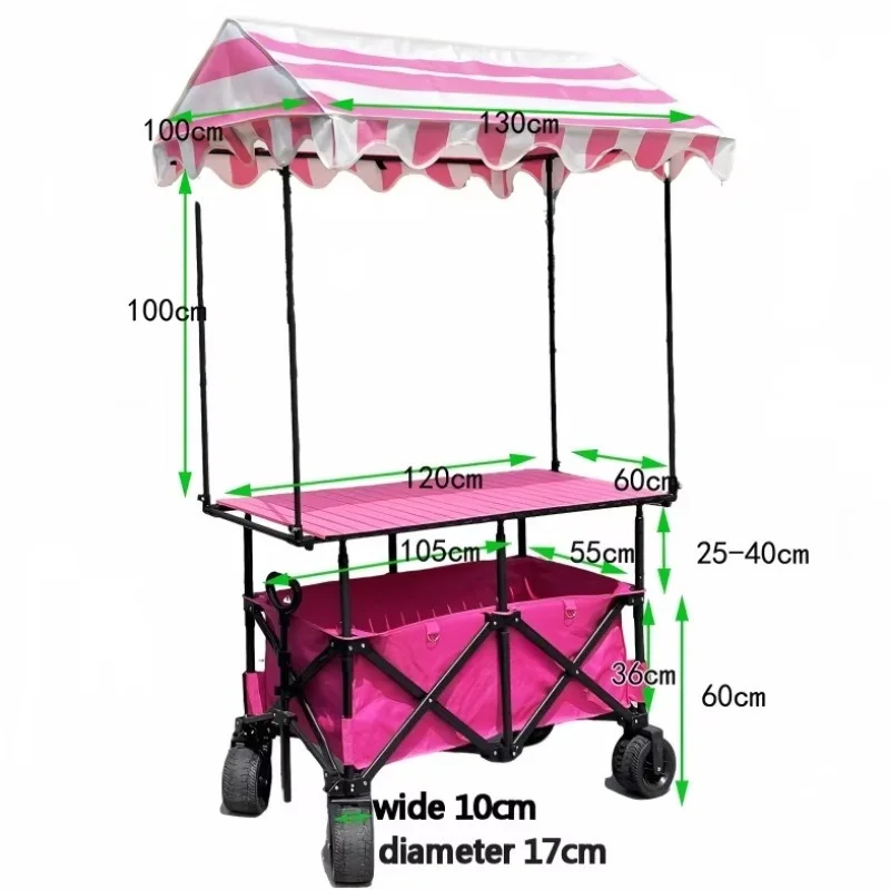 Folding booth cart with table and awning