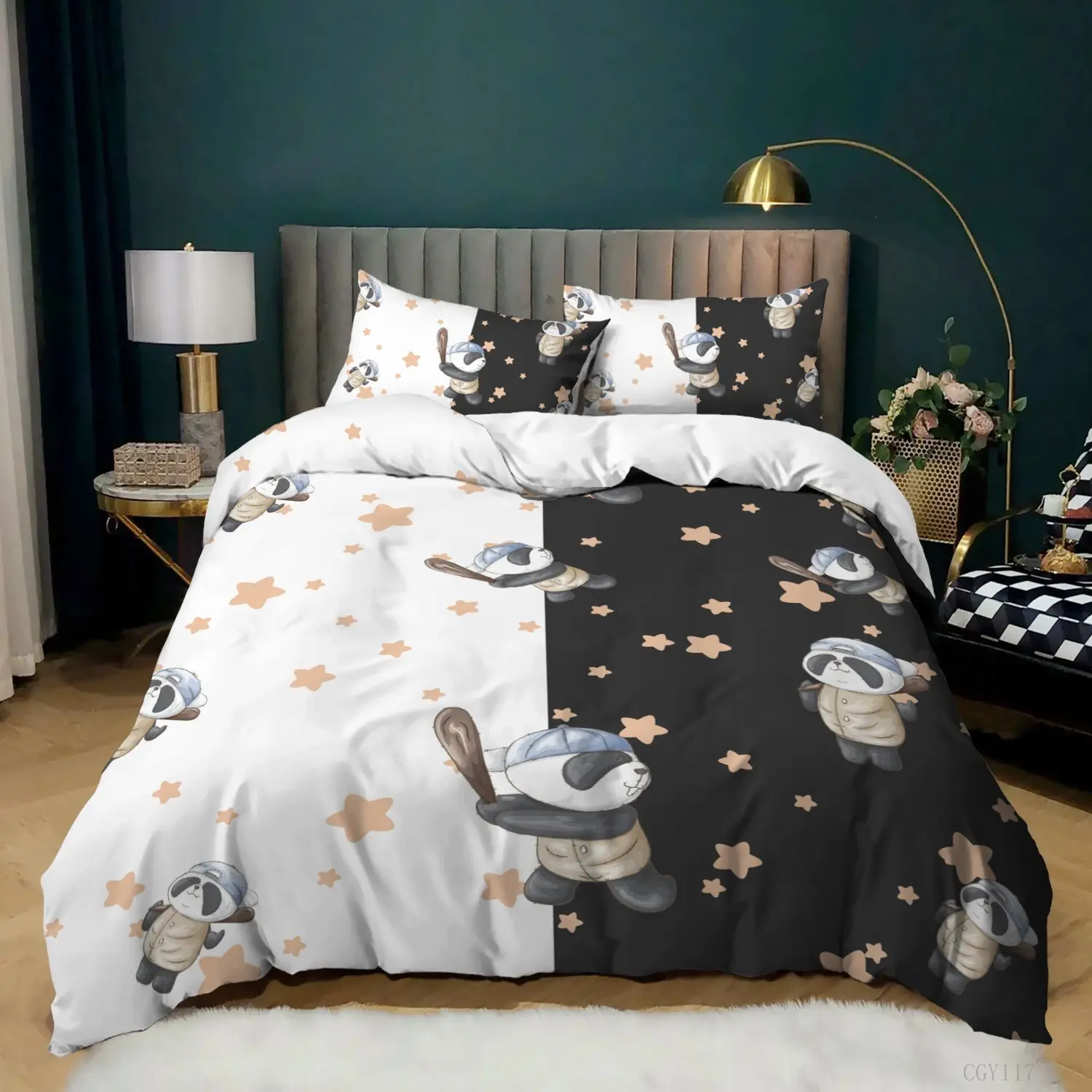 

Cartoon Panda Bedding Set Kids Girls Bed Linen with Pillowcases Queen King Single Size Lovely Polyester Kids Duvet Cover Sets