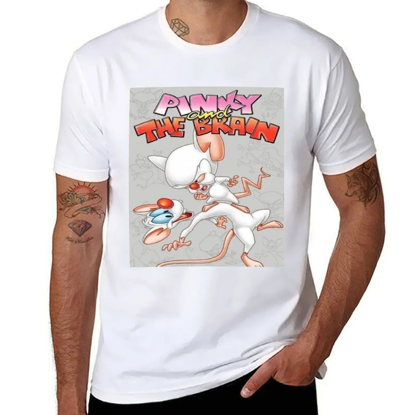 

PINKY AND THE BRAIN T-Shirt man t shirts for men t shirts for man pack cotton man t shirts high quality luxury brand T-Shirt