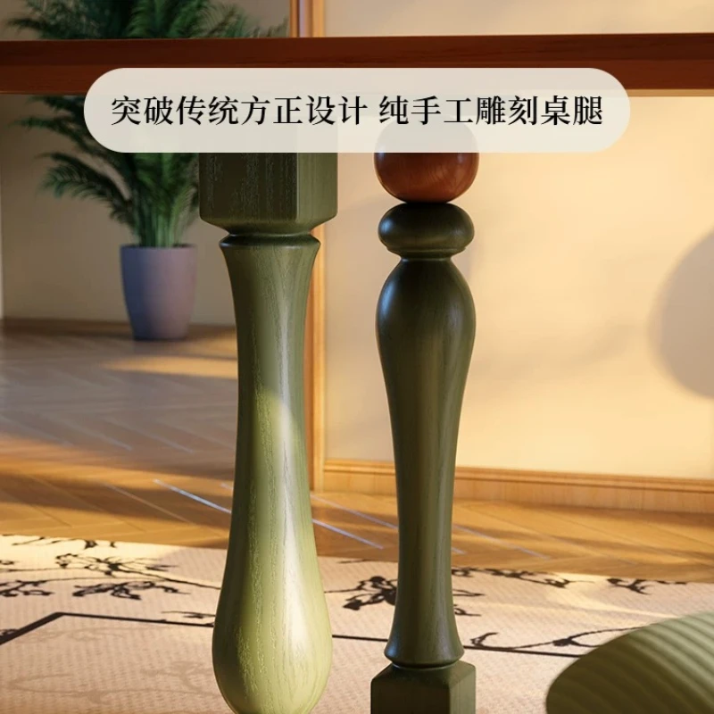 Solid wood dining table Small apartment ash wood high-end rectangular antique storage dining table chair