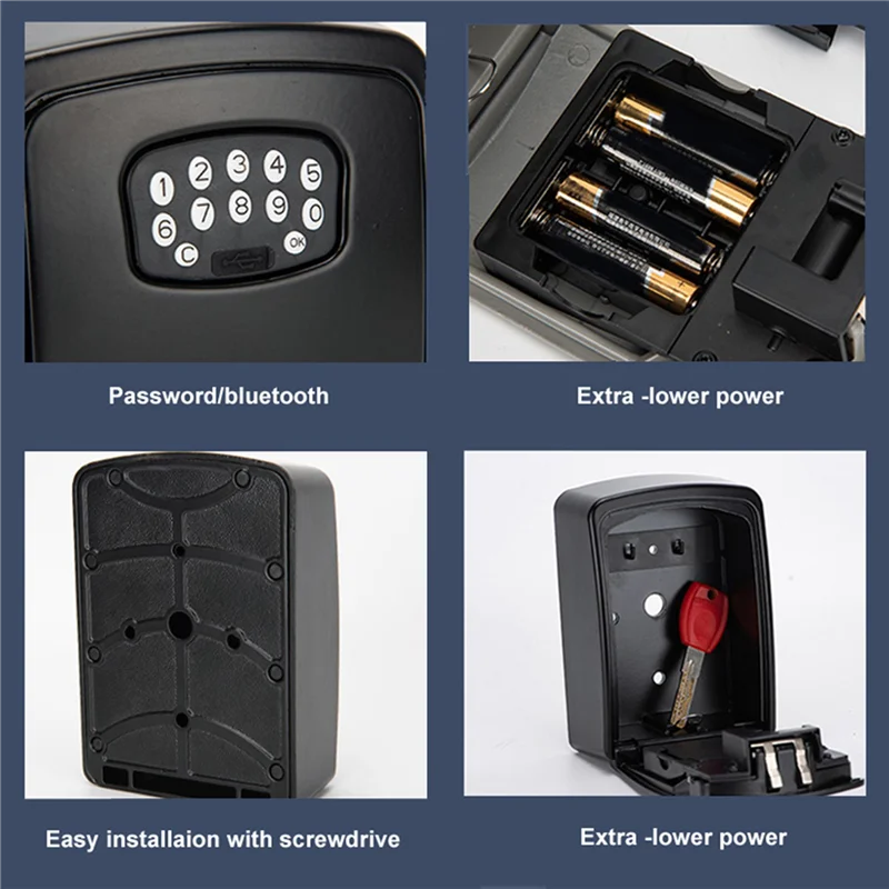 【تصقيد الأخير!】4X TUYA صندوق المفاتيح الذكي بلوتوث اقفال الصناديق تخزين الحياة الذكية App جدار جبل الأمن مضاد للسرقة اقفال الصناديق-كلمة المرور