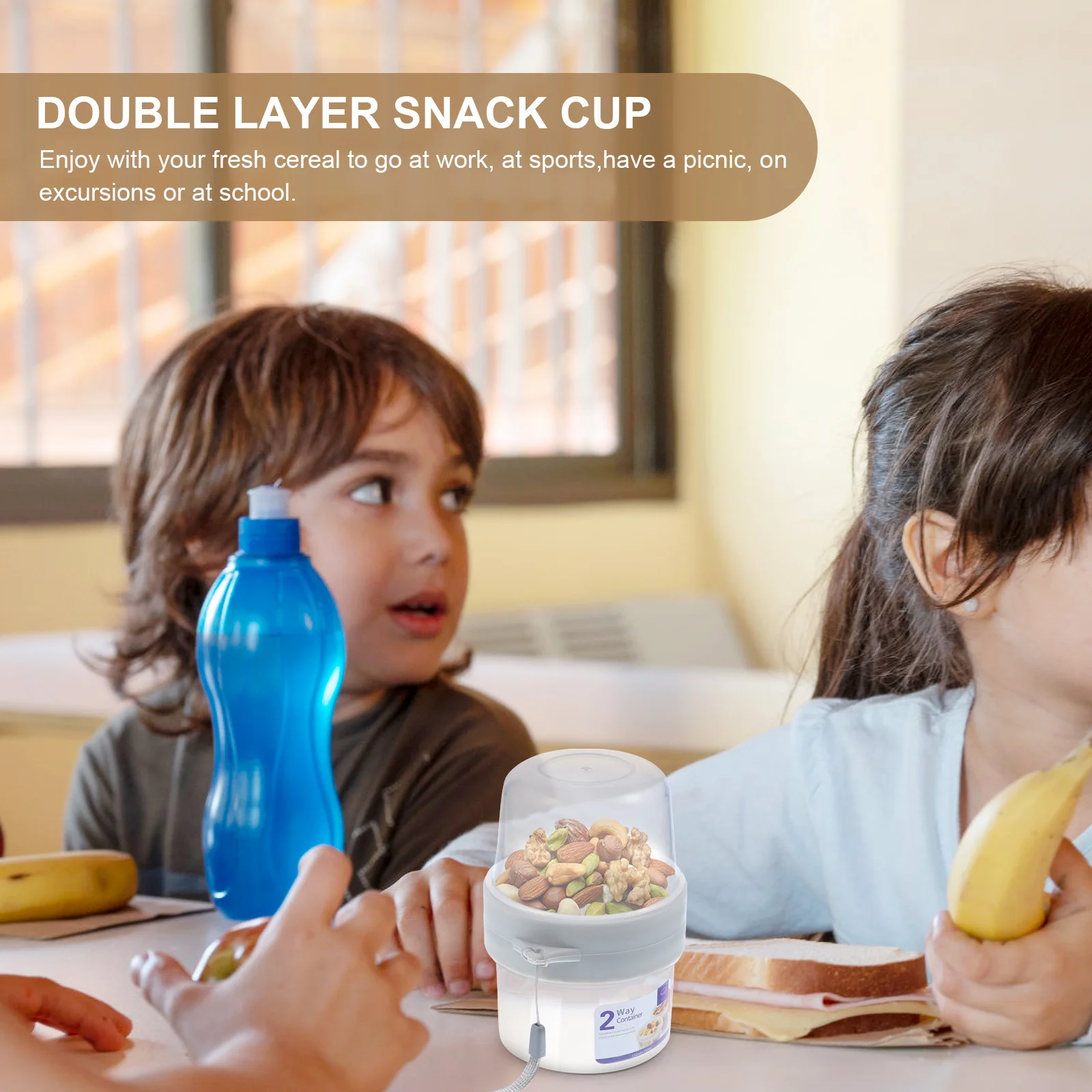 

Double Layer Food Container Portable Breakfast Cup For Cereal Fruit Oatmeal Freshness Preserving Baby Food Storage Box