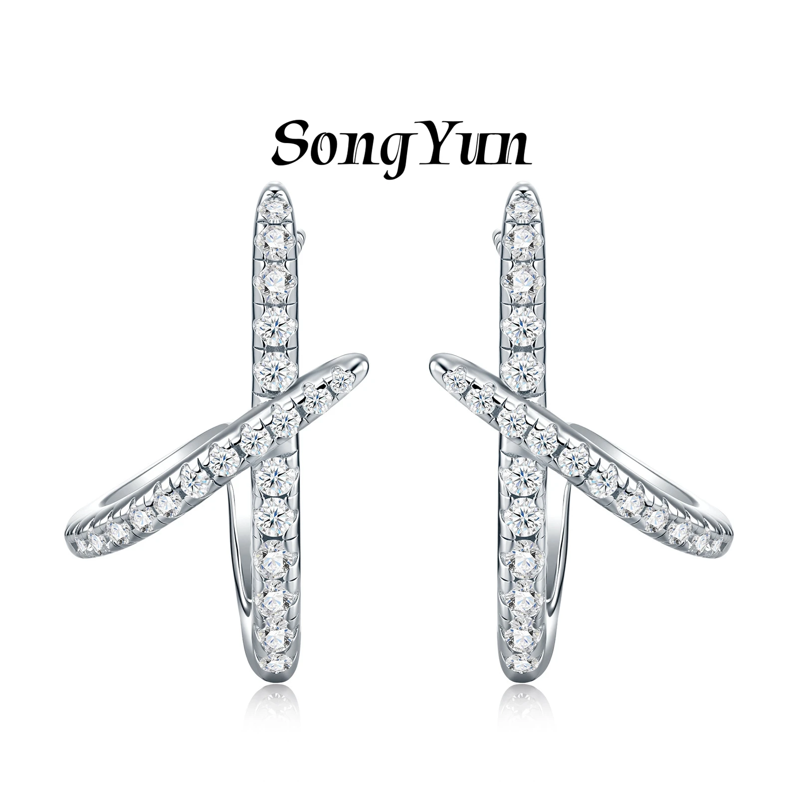 

SONGYUN Brand Jewelry 925 Sterling Silver Earrings Moissanite Diamond Drop Formal for Wife Rhodium Plated SYT Patent Earring
