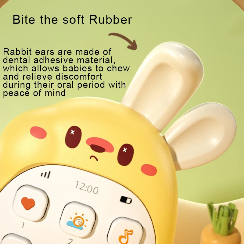 Baby Phone, Puzzle Bilingual Early Education Rabbit Mobile Phone, Chinese English Infant Enlightenment Soothing Toys for Kids