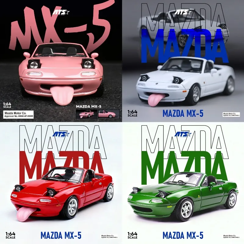 

Модель автомобиля ATS 1:64 Mazda MX-5 Macaron, литая под давлением, из сплава, коллекционная, настольное украшение, игрушка для мальчика, подарок на день рождения