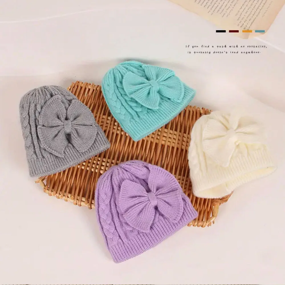 

Легкая теплая шапочка с большим бантом на Рождество, День Благодарения, повседневная одежда для особых случаев, детская шапочка