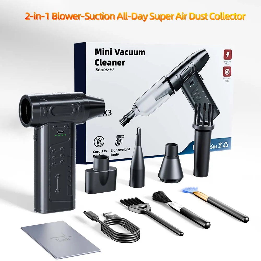 

Ультрапортативный турбовентилятор емкостью 130 000 об/мин — сверхмощный электрический вентилятор и пылесос, быстрая зарядка 4000 мАч (тип C), быстрое охлаждение для