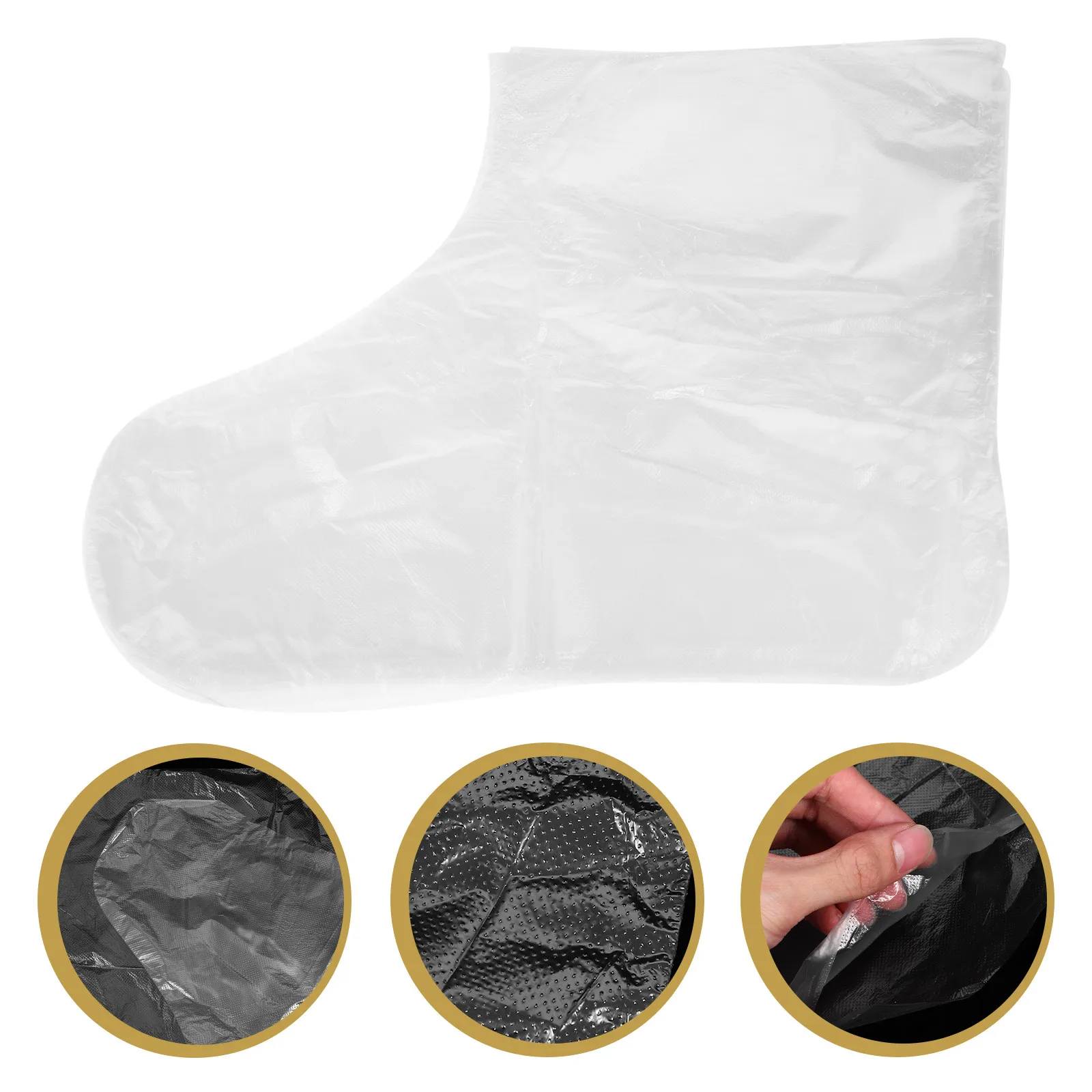 

200Pcs Disposable Foot Covers Transparent Pe Film Booties Lightweight No Smell Wide Fit for Beauty Salon Home Pedicure Hot Wax