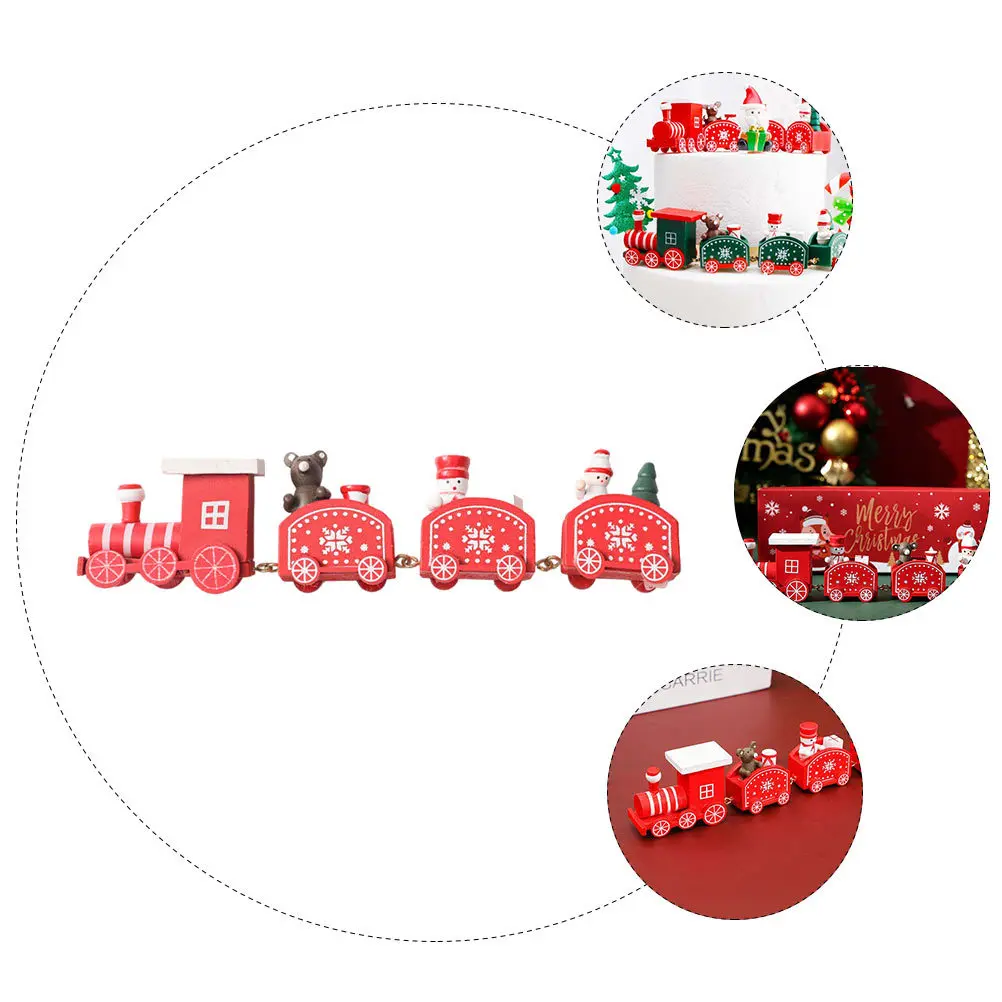 

1pc Wooden Christmas Small Train Decoration Xmas Train Ornament Cognitive Holiday Party Home Decor Desktop Display