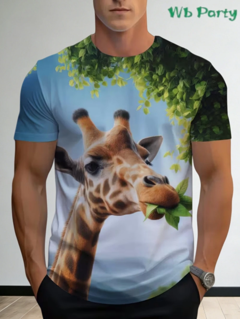 

Мужская футболка с забавным рисунком жирафа, модная футболка с 3D-принтом, летняя повседневная футболка с круглым вырезом, свободная уличная футболка с коротким рукавом