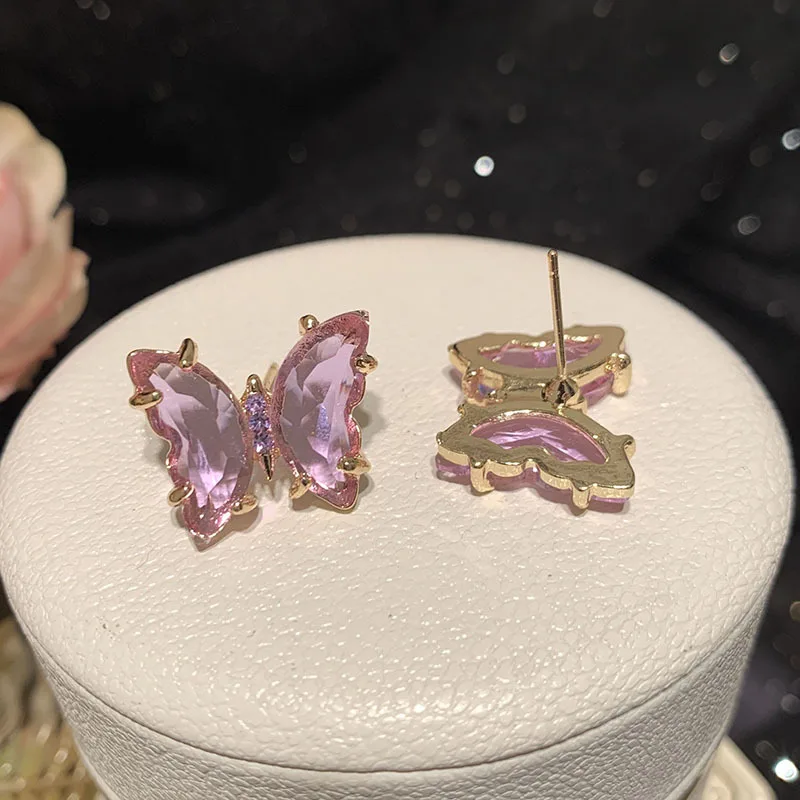 

Bilincolor Zircon Purple Butterfly Earrings for Women