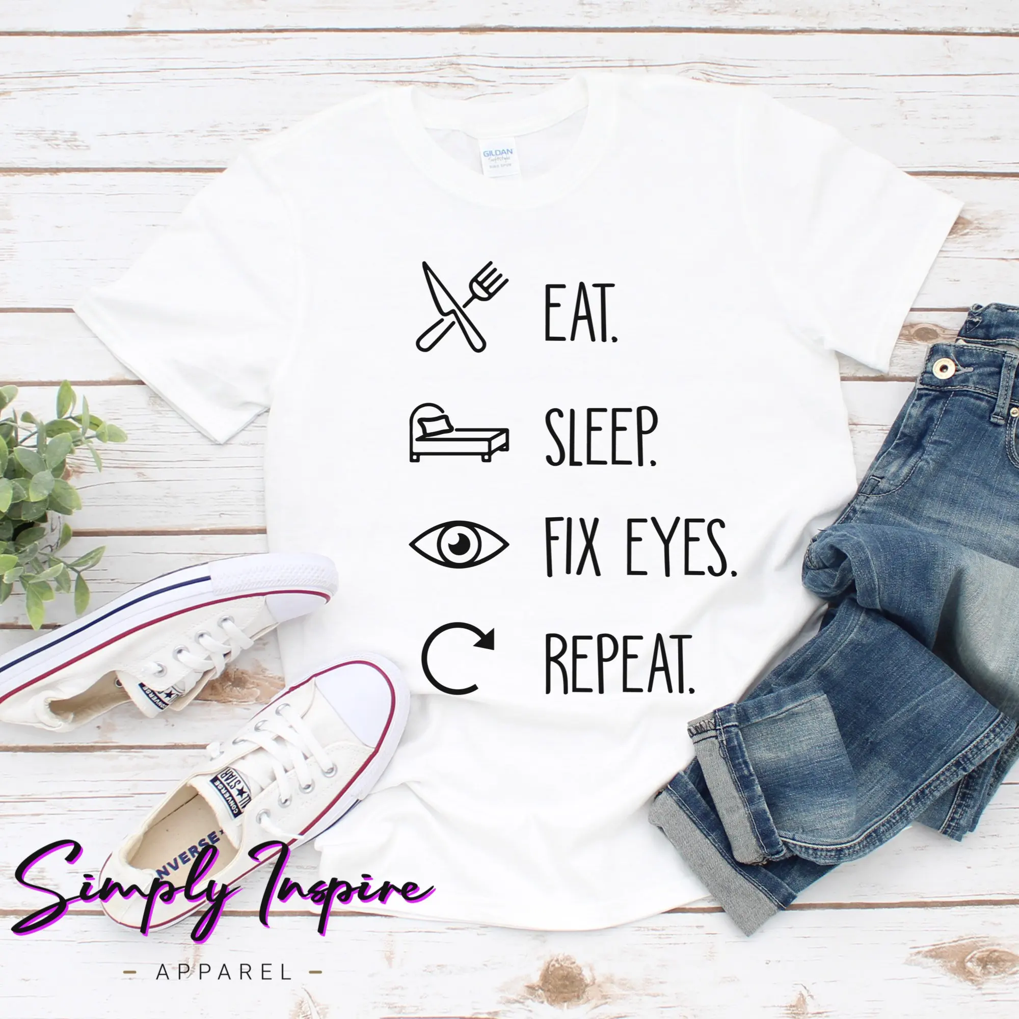 Optometrist T Shirt Eat Sleep Fix Eyes Repeat Doctor Ophthalmology For Opticians