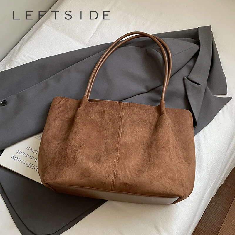 

Левая сторона, женская сумка на плечо из искусственной кожи большой вместимости, зима 2022, мягкая сумка-тоут в стиле ретро, роскошные дизайнерские трендовые женские сумки