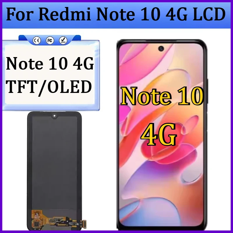

Новый TFT/OLED-экран для Redmi Note 10 4G, ЖК-дисплей, сенсорный экран, дигитайзер в сборе для Xiaomi Redmi Note10 4G